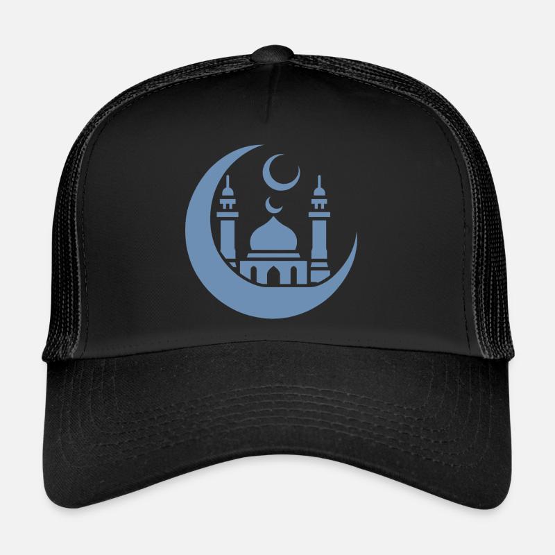 Mosque Silhouette with Crescent Moon: Islamic Art Trucker Cap