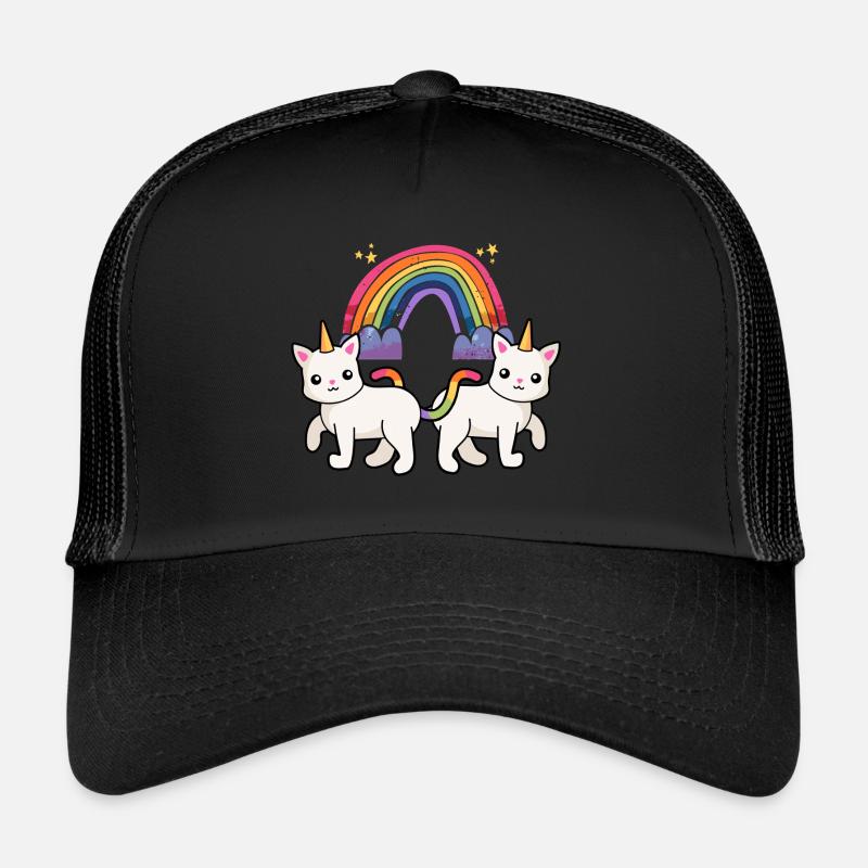 Chat Licorne Arc-en-ciel Chats Enfants Casquette trucker 