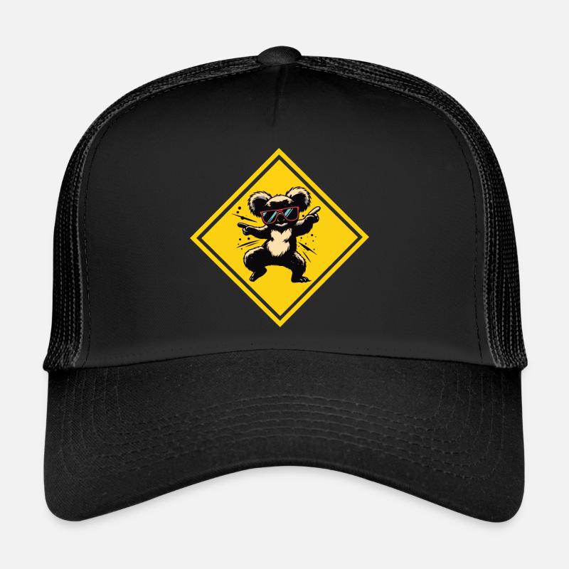 Dancing koala - sunglasses on traffic sign Trucker Cap