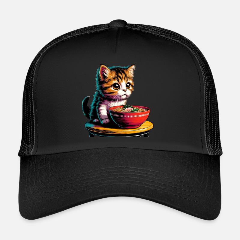 Cat Ramen Kawaii Anime - Trucker Cap - black/black