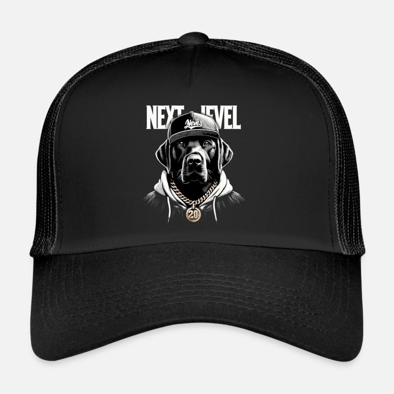 Cadeau pour chien labrador noir Next Level - Casquette trucker  - noir/noir