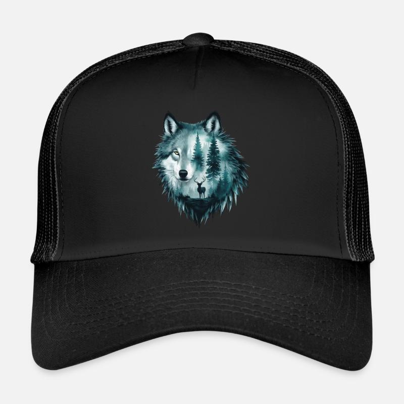 Conception de silhouette de tête de loup Casquette trucker 