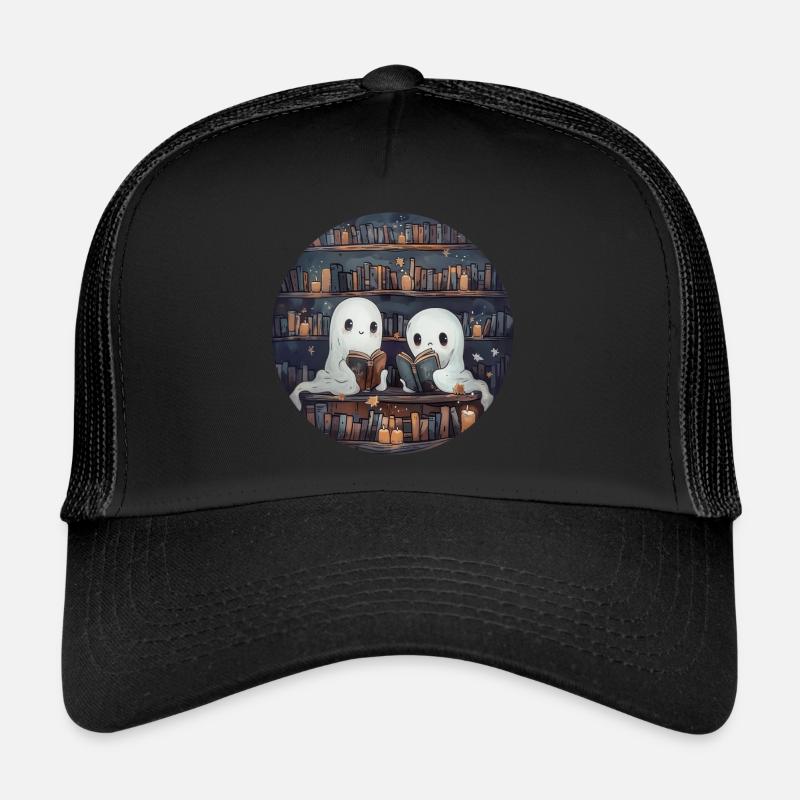Ghosts, Reading, Book, Library, Halloween Trucker Cap