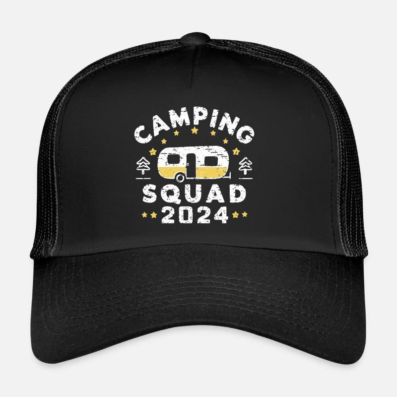 Camping Squad 2024 Wohnwagen Campen - Trucker Cap - Schwarz/Schwarz