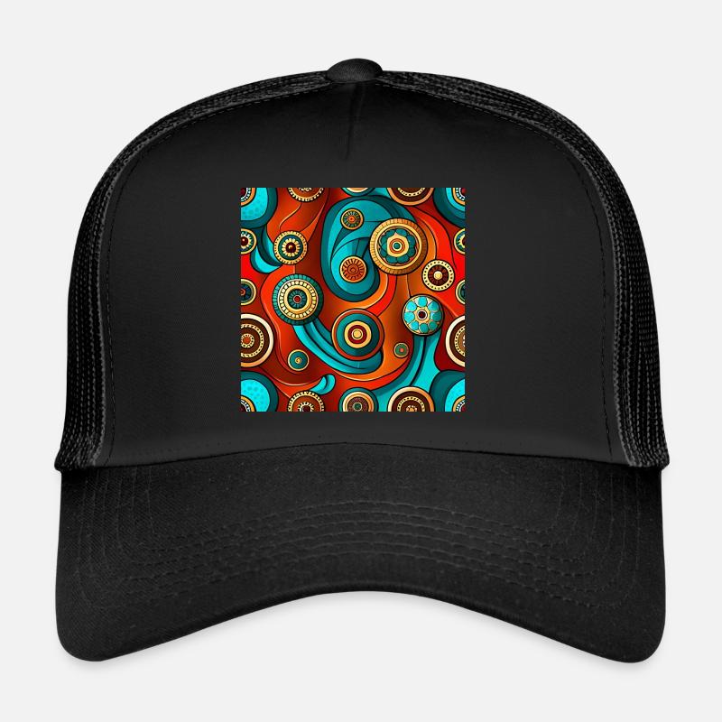 Modern Ajrakh Seamless Pattern - Trucker Cap - black/black