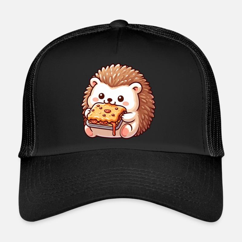 Hérisson mignon mangeant des lasagnes cuisine italienne Casquette trucker 