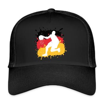 Basketball,Deutschland,Flagge, Basketballer - Trucker Cap - Schwarz/Schwarz - Vorne
