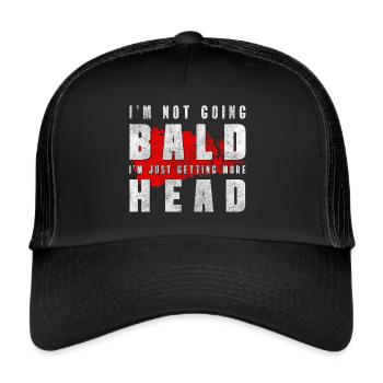 Glatze Mann Bart Haar - Trucker Cap - Schwarz/Schwarz - Vorne