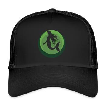 Meerjungfrau Neptun Fabelwesen - Trucker Cap - Schwarz/Schwarz - Vorne