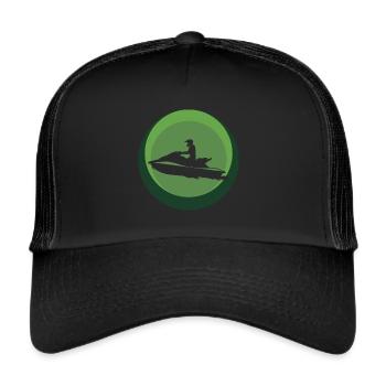 Jetski Motorschlitten - Trucker Cap - Schwarz/Schwarz - Vorne