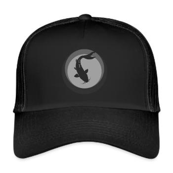 Koi Fisch Fischen - Trucker Cap - Schwarz/Schwarz - Vorne