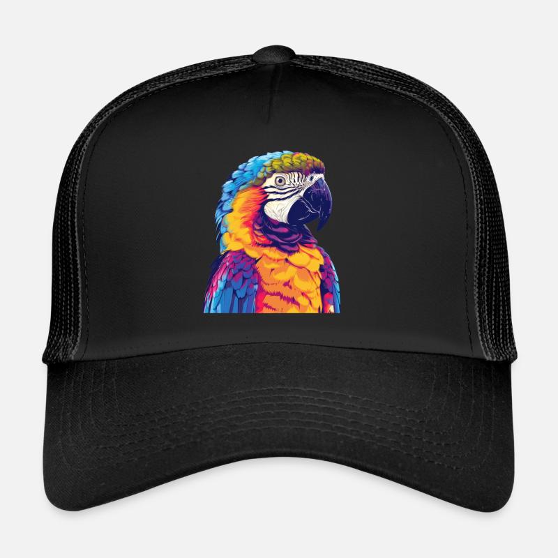 Papagei, vogel, tropisch, Sommer, geschenk - Trucker Cap - Schwarz/Schwarz