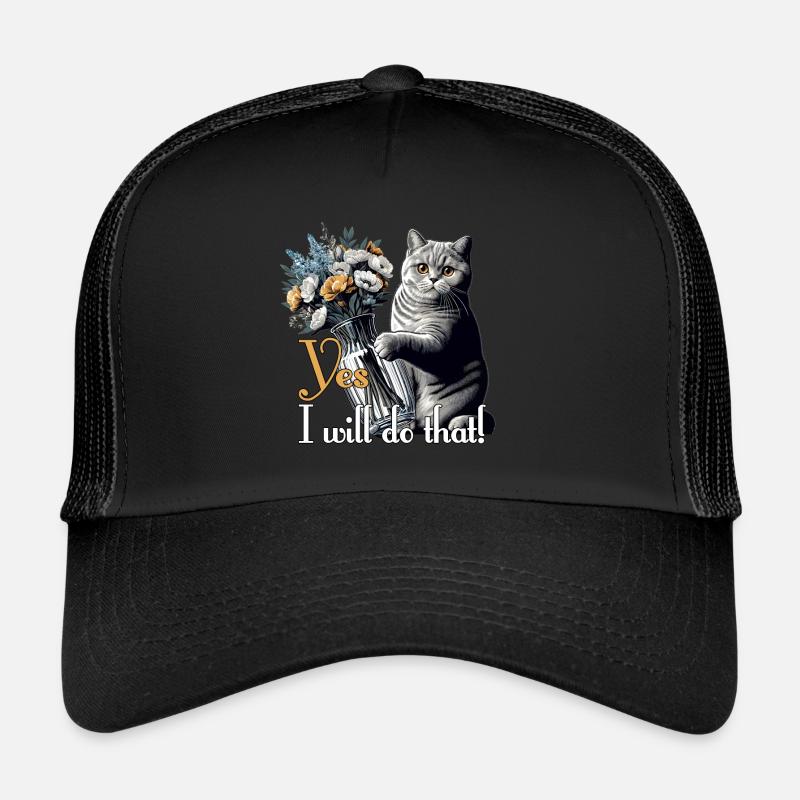 BKH Britisch Kurzhaar Katze Vase umkippen Geschenk Trucker Cap