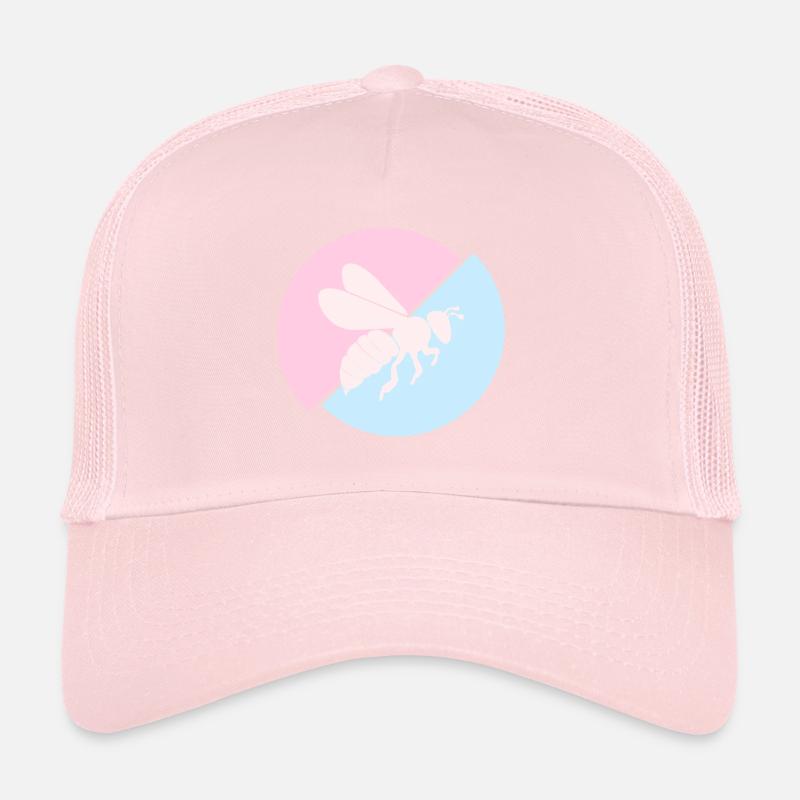 Bee Contrast Red Pastel Blue Trucker Cap