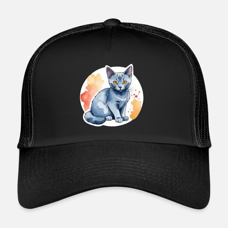 Russian Blue Cat Watercolor Trucker Cap
