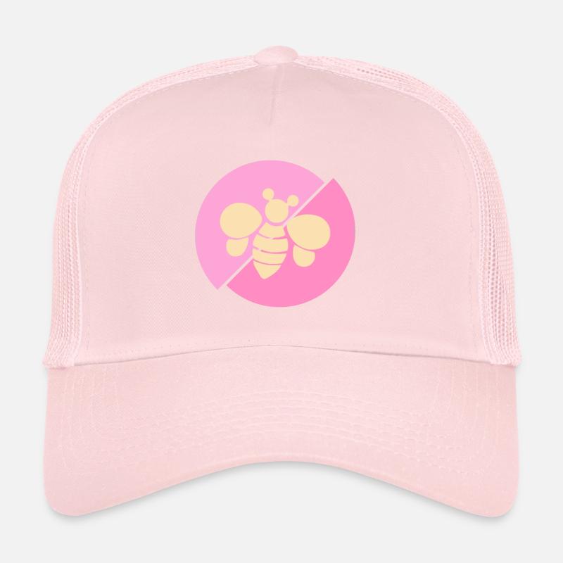 Pastel Pink Contrast Bee Trucker Cap