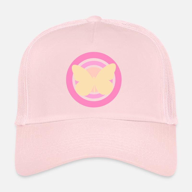 Papillon rose jaune Casquette trucker 