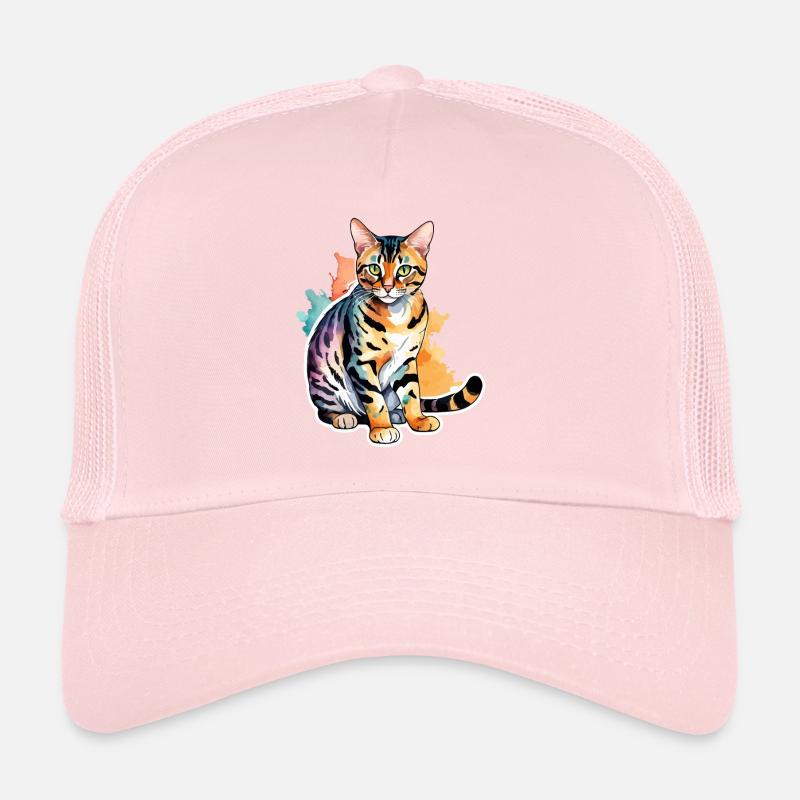 Chat du Bengale Aquarelles Casquette trucker 