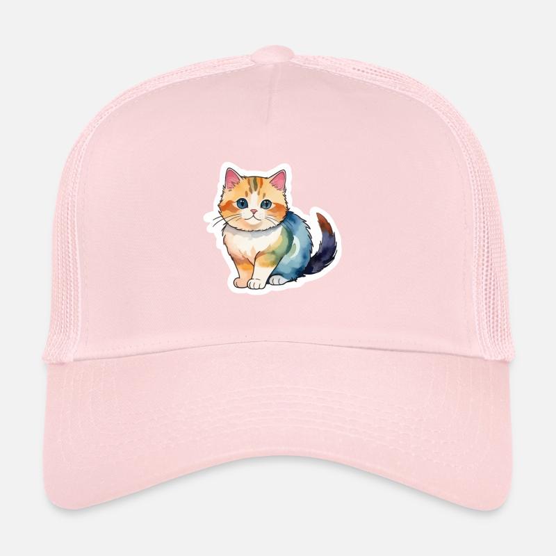 Munchkin Dachshund Cat Watercolor Trucker Cap