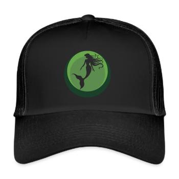 Fabelwesen Flosse Aquarium - Trucker Cap - Schwarz/Schwarz - Vorne