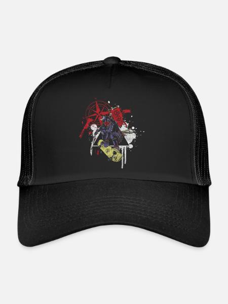 Tatouage Crâne de Corbeau Moderne - Casquette trucker  - noir/noir - Devant