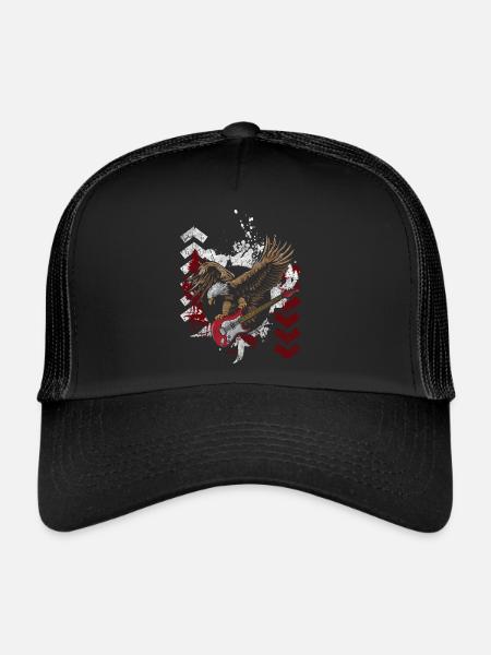 Tatouage motif crâne - Casquette trucker  - noir/noir - Devant