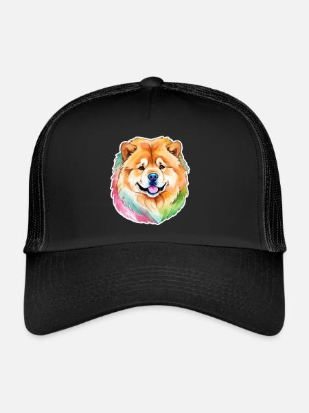 Chow Chow Aquarelles - Casquette trucker  - noir/noir - Devant