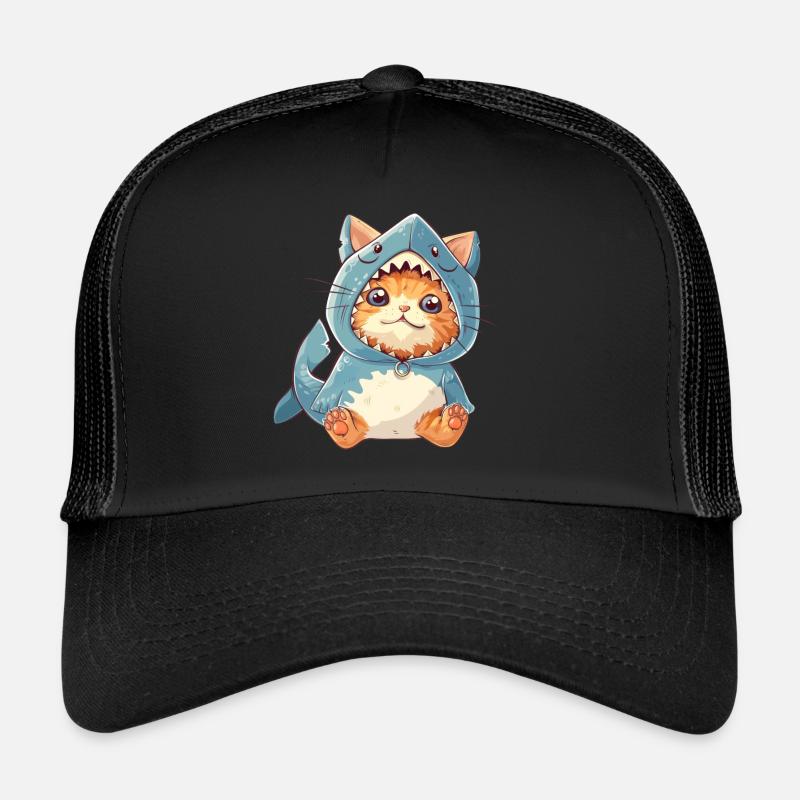 Süße Katze Hai Kostüm - Trucker Cap - Schwarz/Schwarz
