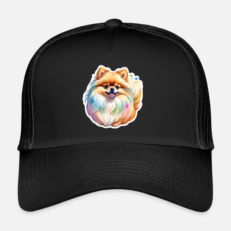 Pomeranian Zwergspitz Wasserfarben Trucker Cap