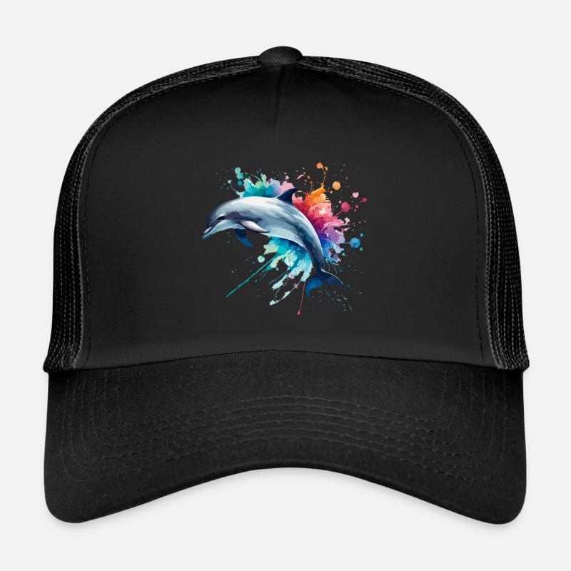 Vibrant dolphin in watercolor ,ocean Trucker Cap