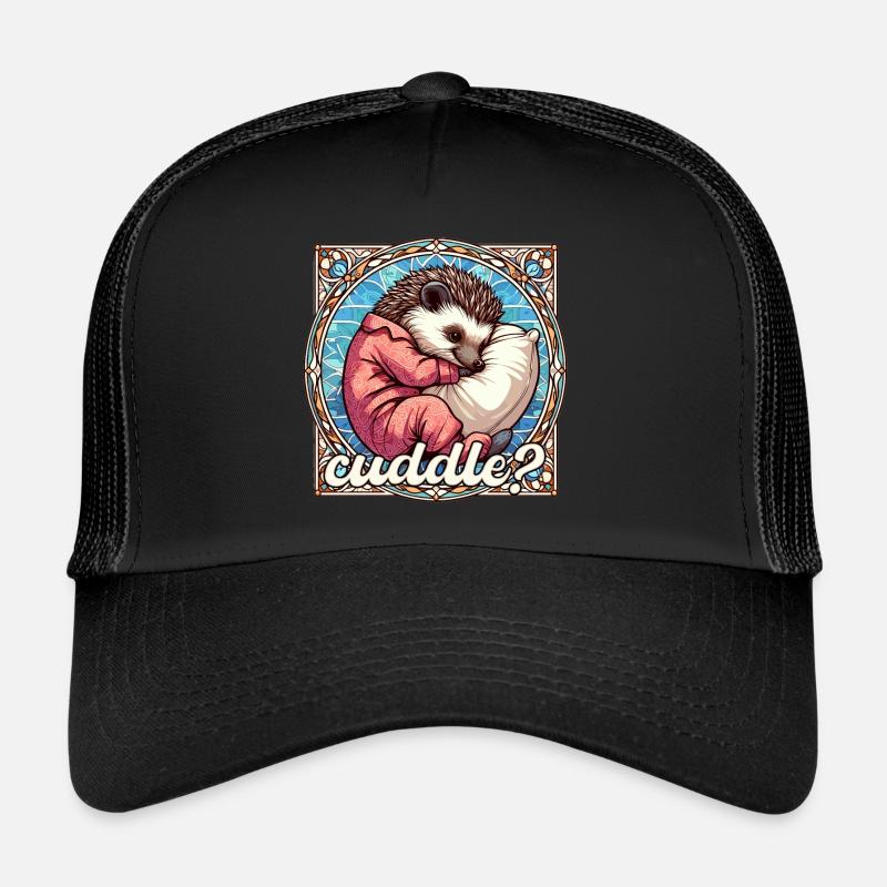 Hedgehog Cuddle Cuddly Pillow Gift Trucker Cap