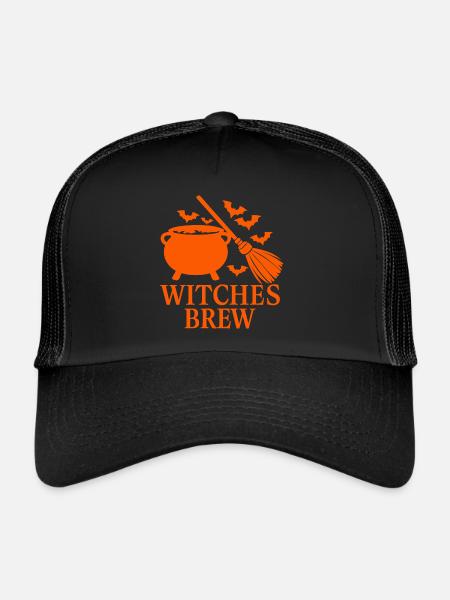 Witches Brew Halloween Saying Quote - Trucker Cap - black/black - Front
