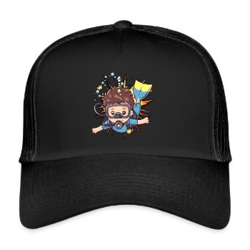 Taucher Schnorcheln - Trucker Cap - Schwarz/Schwarz - Vorne