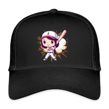 Baseball Baseballspieler Catcher - Trucker Cap - Schwarz/Schwarz - Vorne