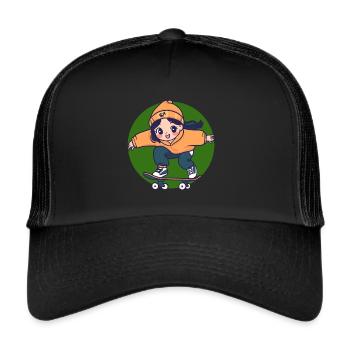 Skate Skateboard SkSk8er ing - Trucker Cap - Schwarz/Schwarz - Vorne