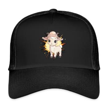 Ziege Ziegenbock Rind - Trucker Cap - Schwarz/Schwarz - Vorne