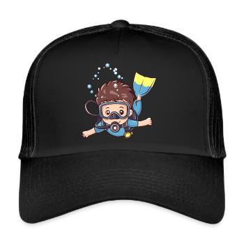 Plongeur Plongée en apnée - Casquette trucker  - noir/noir - Devant