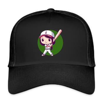 Baseball Baseball Player Baseball Bat - Trucker Cap - black/black - Front