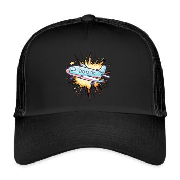 Airplane Flying Pilot - Trucker Cap - black/black - Front