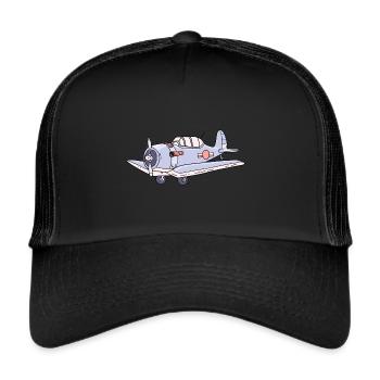 Airplane Flying Jet - Trucker Cap - black/black - Front