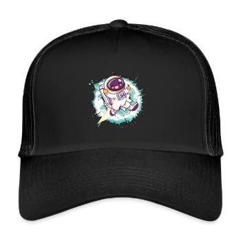 Astronaut Spaceman Rocket - Trucker Cap - black/black - Front