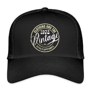 Vintage 1972 Cadeau Anniversaire 1972 Rétro 1972 - Casquette trucker  - noir/noir - Devant