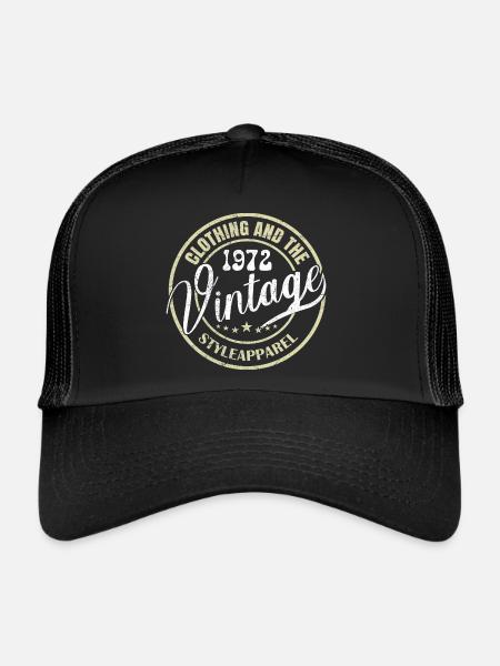 Vintage 1972 Cadeau Anniversaire 1972 Rétro 1972 - Casquette trucker  - noir/noir - Devant