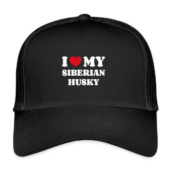 I Love My Siberian Husky - Trucker Cap - black/black - Front