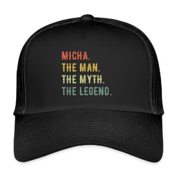 Michael Micha Prénom Forme abrégée Homme Mythe Légende - Casquette trucker  - noir/noir - Devant