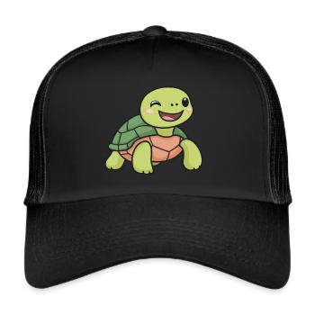 Turtle Schildkröte Reptil - Trucker Cap - Schwarz/Schwarz - Vorne