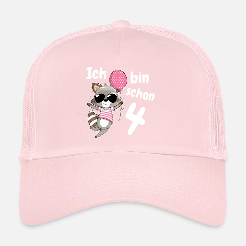 4. Geburtstag Mädchen Süßer Waschbär Vier 4 Jahre Trucker Cap