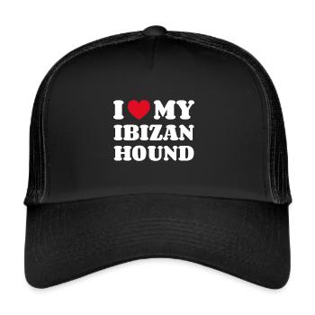 I Love My Ibizan Hound Podenco Ibicenco - Trucker Cap - Schwarz/Schwarz - Vorne