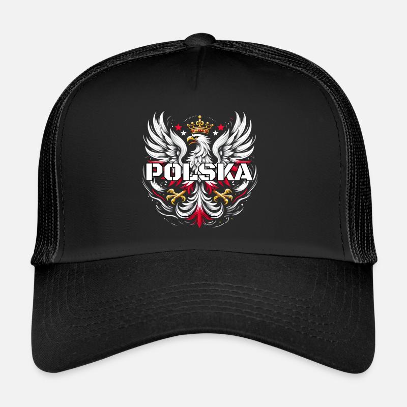 Poland Polska Polish Red White Eagle Crown Trucker Cap