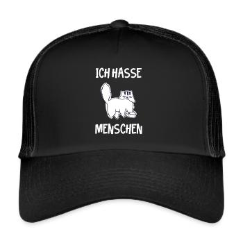 Le chat déteste les gens, je déteste les gens - Casquette trucker  - noir/noir - Devant